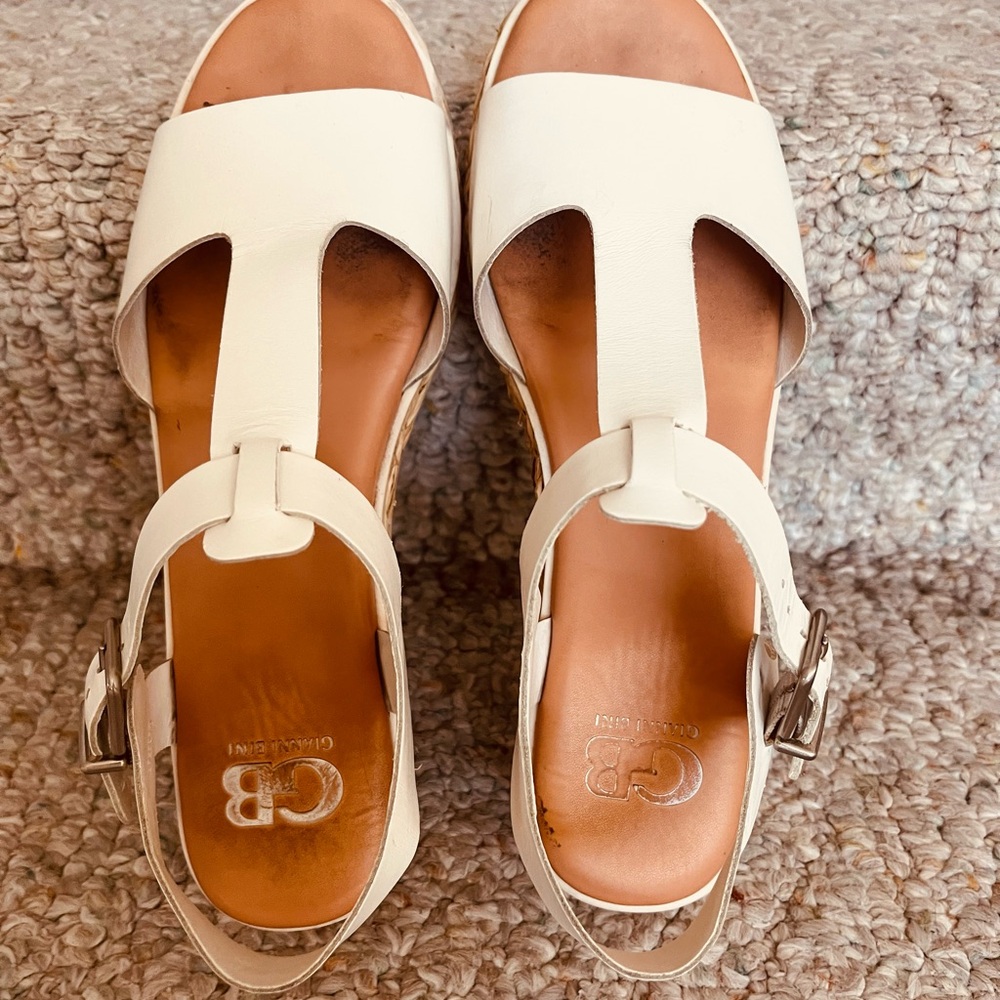 Gianni Bini White T-Strap Sandals
